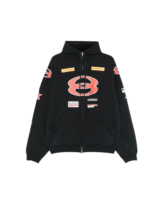 Balenciaga Sponsor Logos Full Zip Hoodie - "Black"