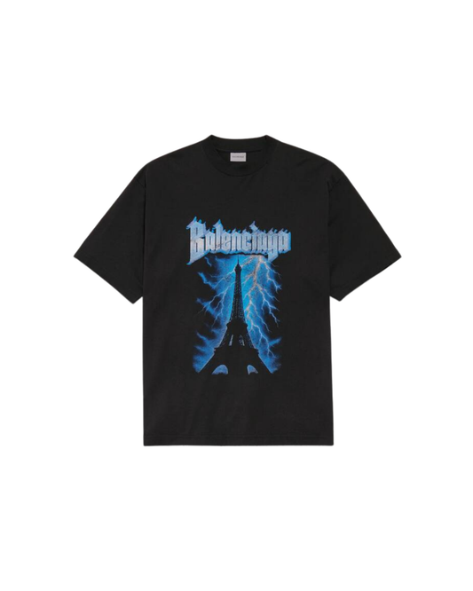 Balenciaga Paris Thunderstorm Oversized T-shirt - "Black"