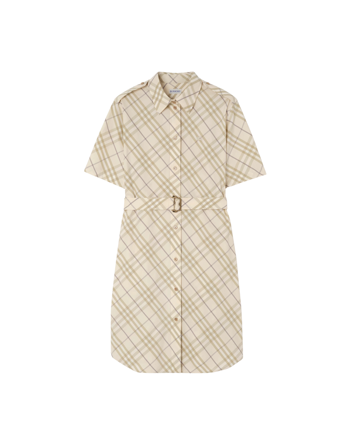 Burberry Check Cotton Shirt Dress - "Sesame Beige"