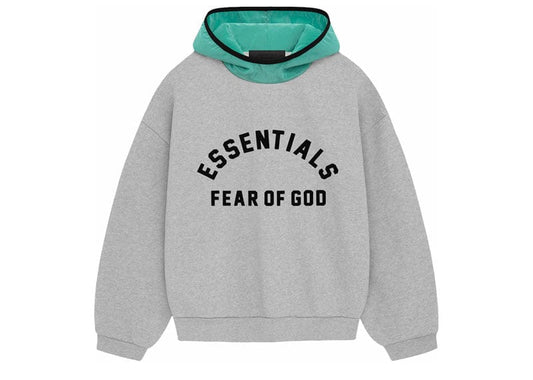 Fear of God Essentials Nylon Fleece Hoodie Light Heather Grey/Mint Leaf image 0