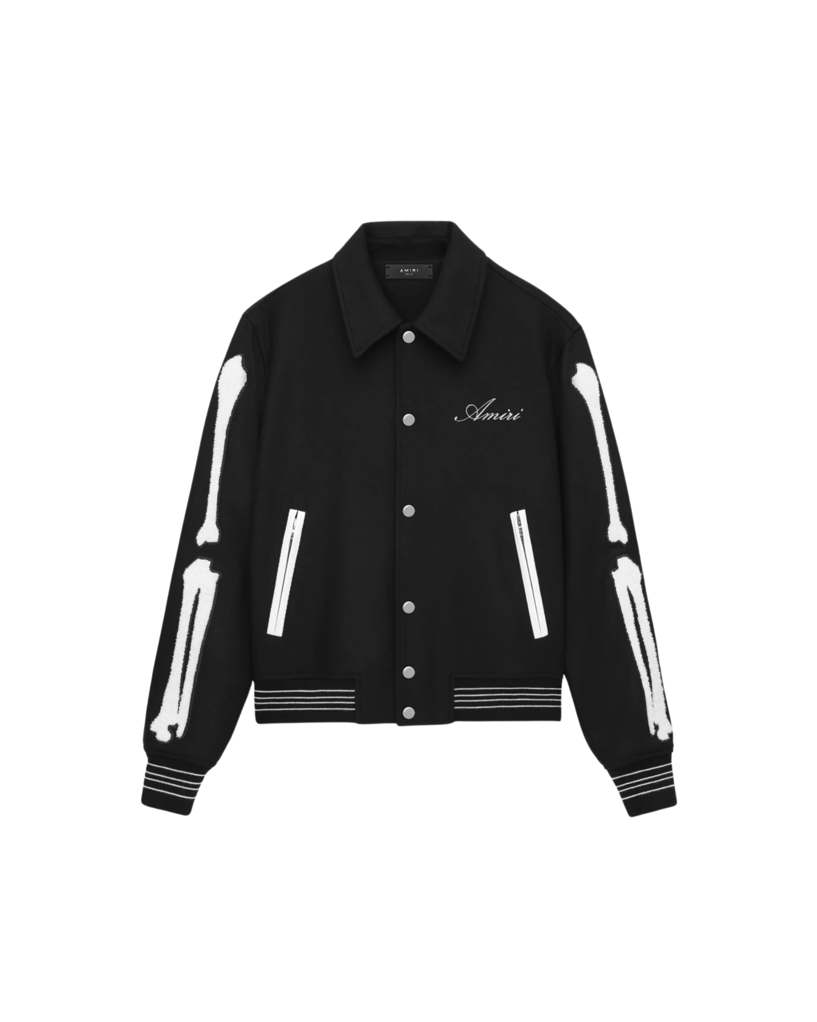 Amiri Bones Varsity Jacket - "Black/White"