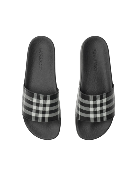 Burberry Check Slides - "Black"