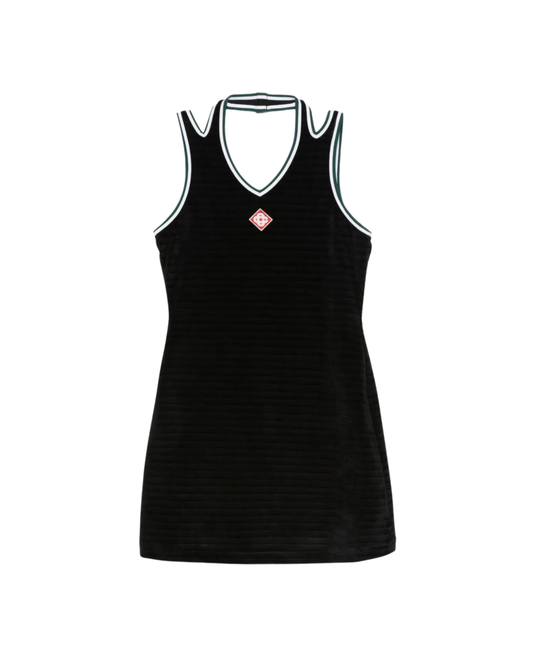 Casablanca Velour Tennis Dress - "Black"