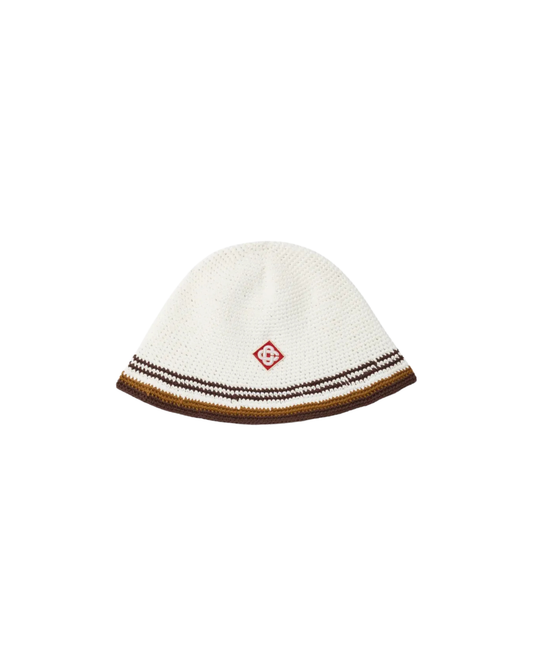 Casablanca Stripe Crochet Hat - "White/Brown"