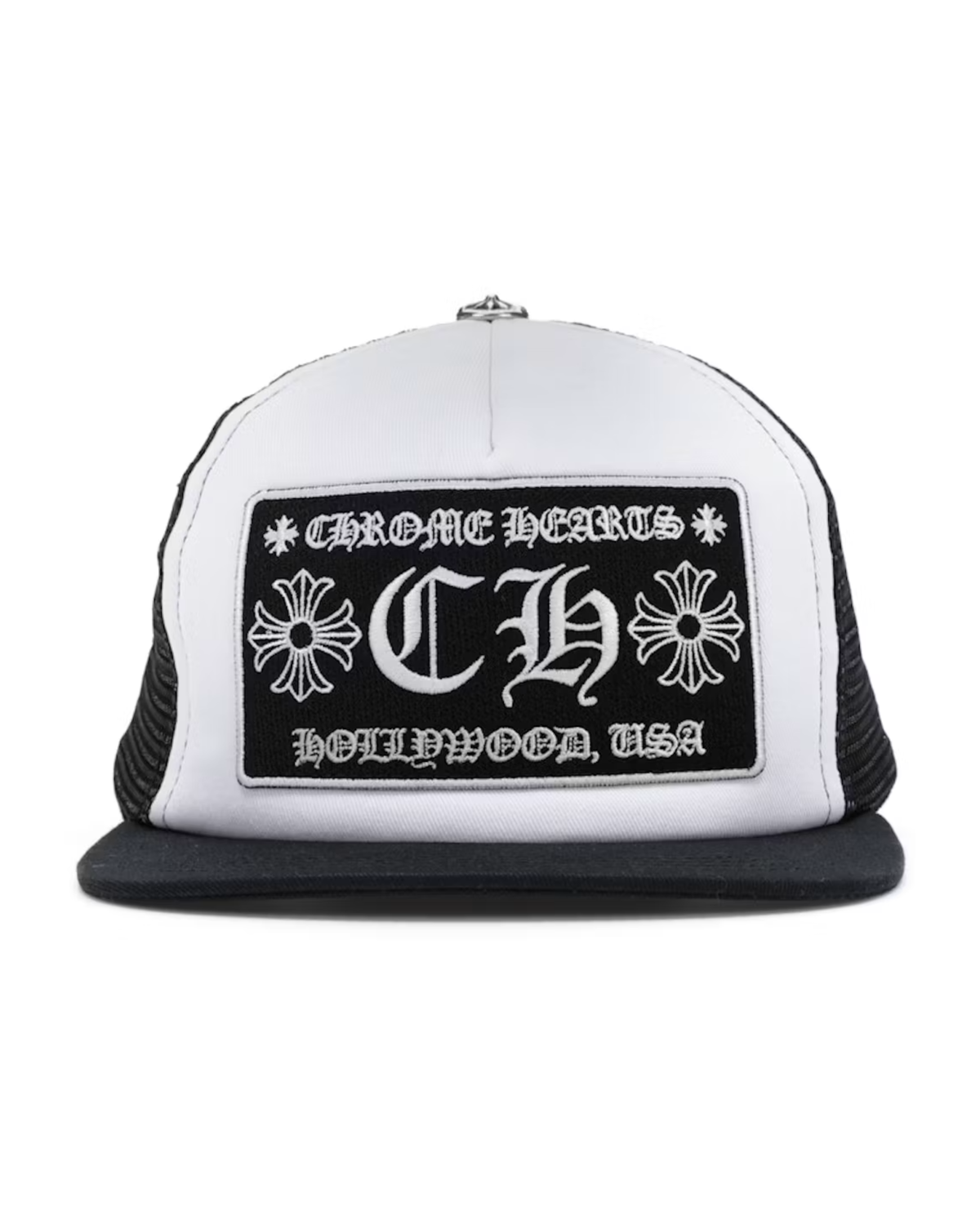 Chrome Hearts CH Hollywood Trucker Hat - "Black/White"