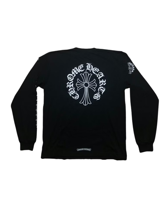 Chrome Hearts Neck Logo Cross Sleeve L/S T-shirt - "Black"
