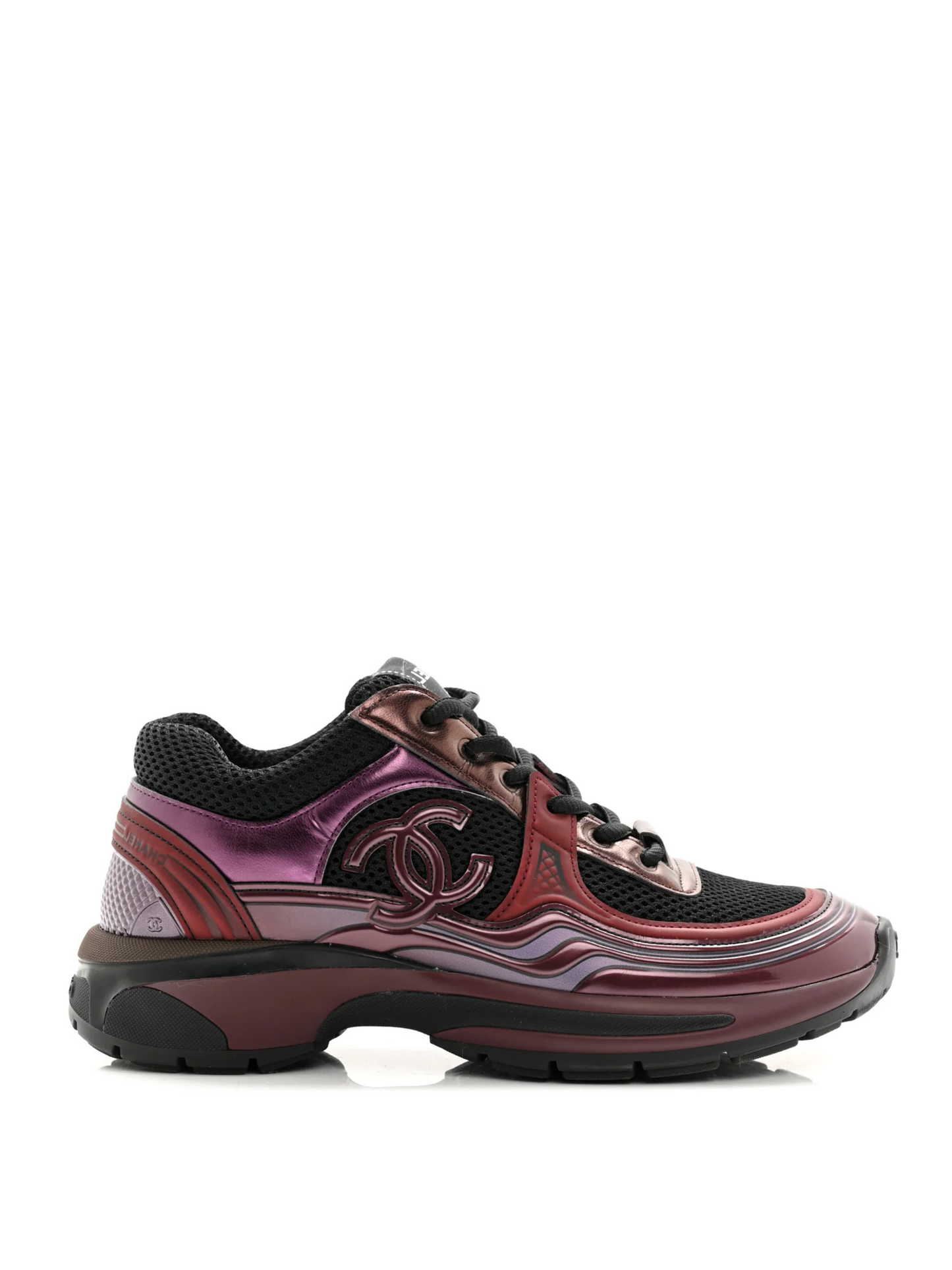 Chanel Calfskin CC Sneakers -"Dark Purple Burgundy"