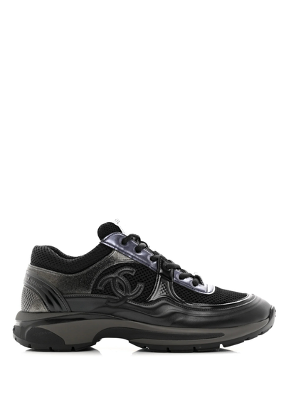 Chanel Calfskin CC Sneakers -"Dark Navy/Black"