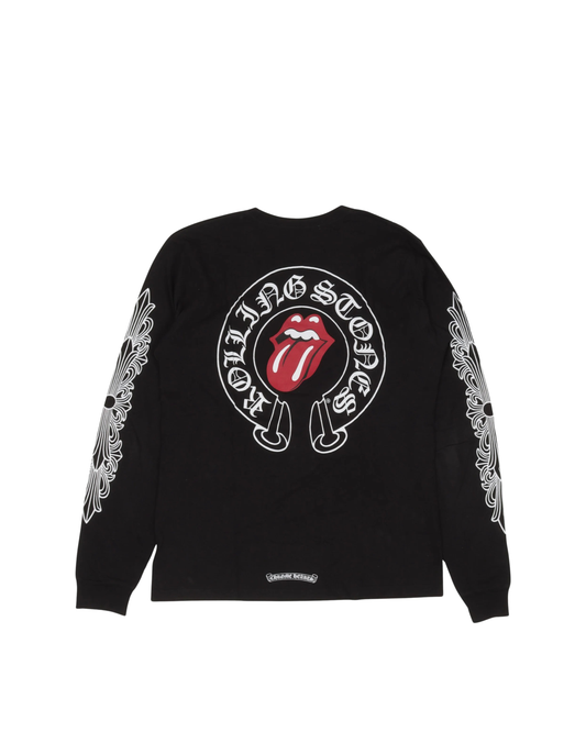 Chrome Hearts Rolling Stones Horseshoe Logo Long Sleeve T-Shirt - "Black"