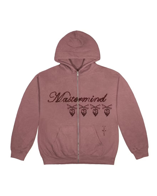 Travis Scott Cactus Jack For Mastermind Skull Zip Up Hoodie - "Mauve"