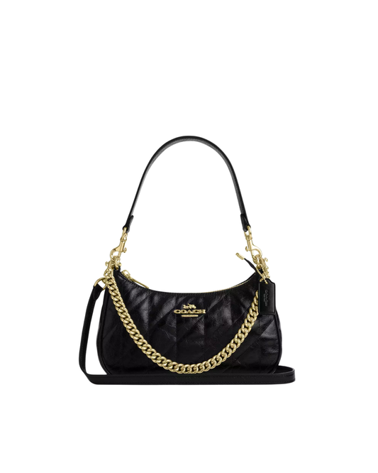 Coach Teri Shoulder Bag With Quilting - "Black/Gold"
