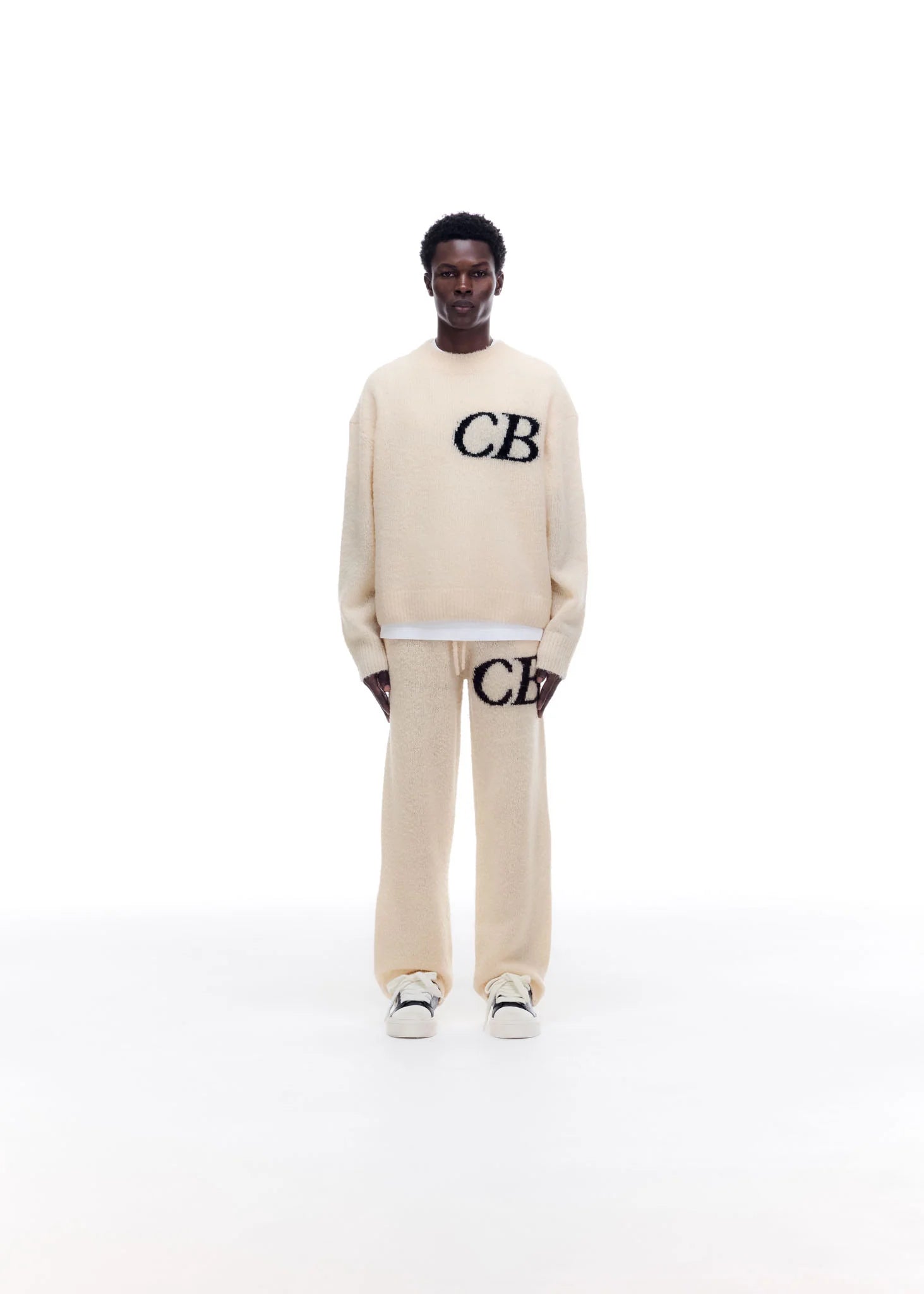 Cole Buxton CB Logo Knit Sweater - "Cream"