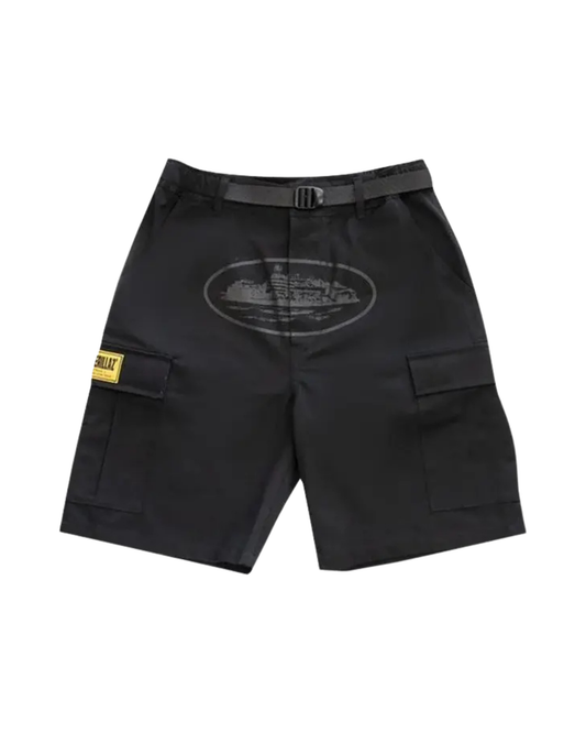Corteiz Alcatraz Cargo Shorts - "Triple Black"