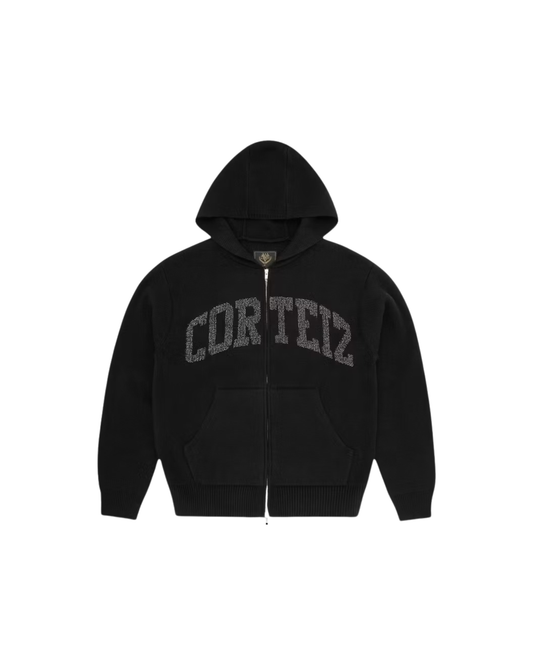 Corteiz 3M College Knit Zip Hoodie -"Black"