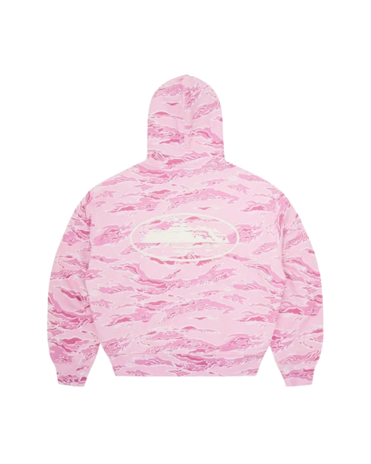 Corteiz Island Puff Print Zip Hoodie - "Pink Tiger Camo"