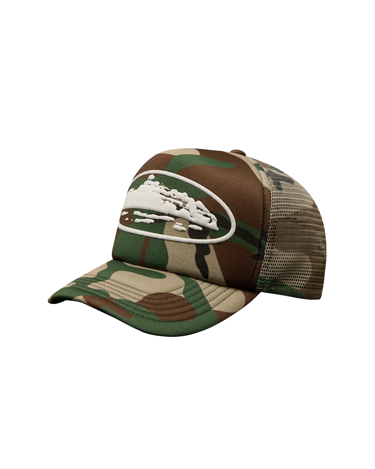 Corteiz Island Puff Print Trucker Hat - "Woodland Camo"