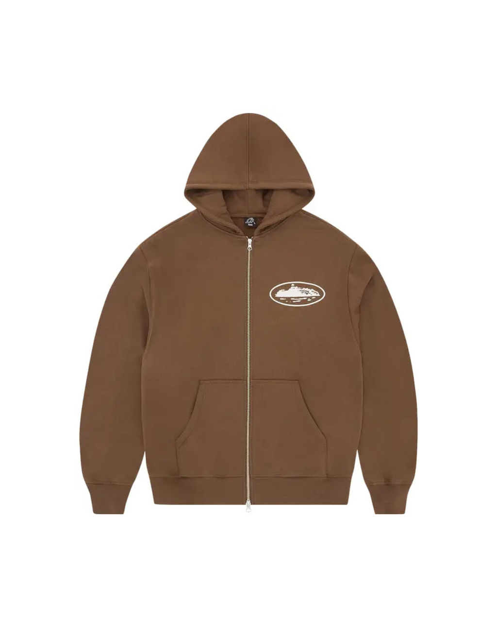 Corteiz Island Puff-Print Zip-Up Hoodie - "Brown"