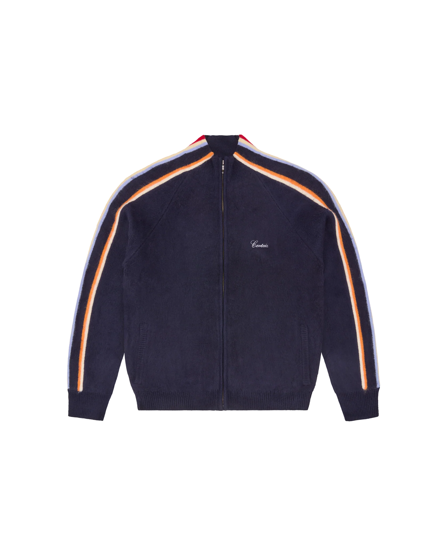 Corteiz Multi Stripe Knit Zip-Up - "Navy"
