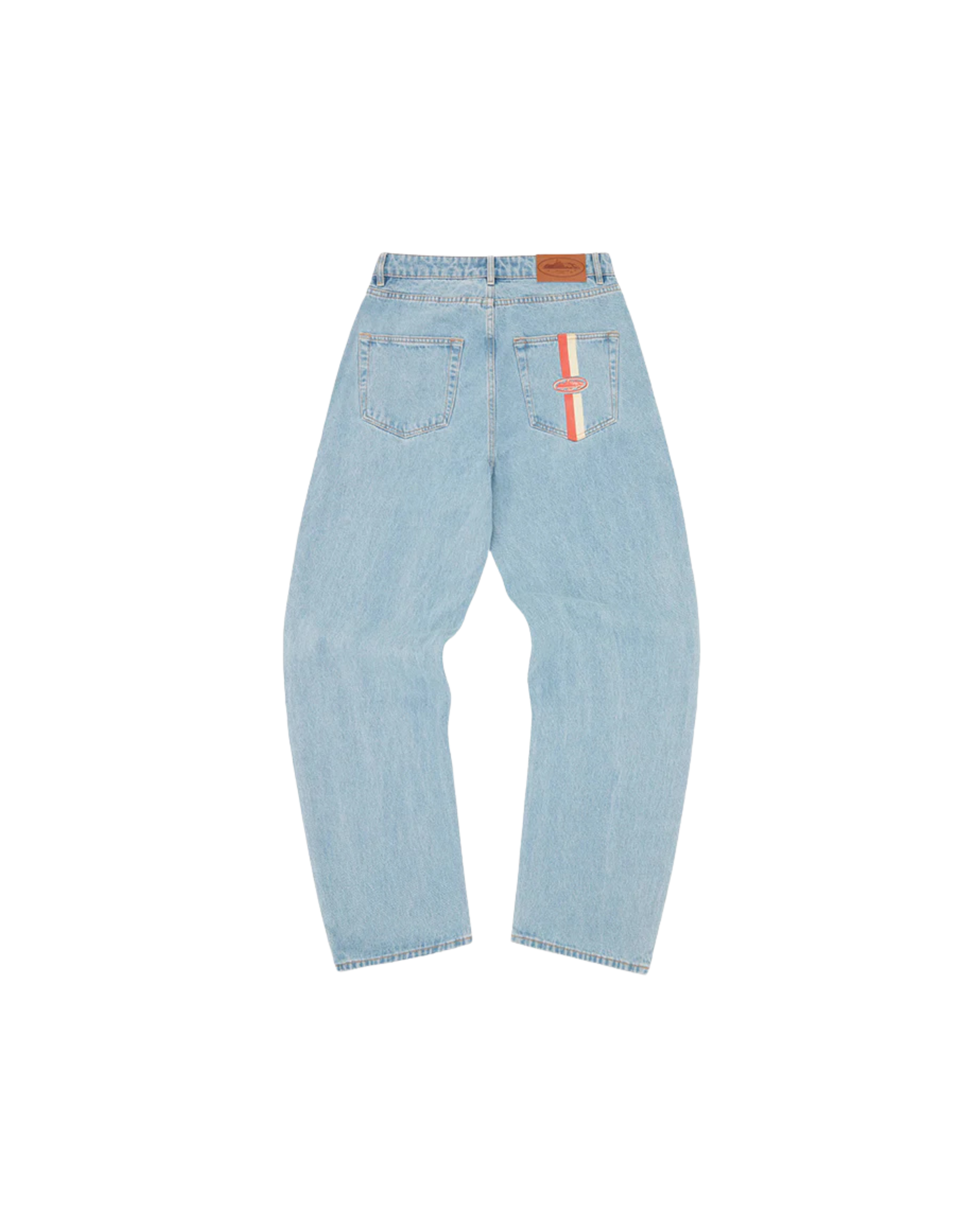 Corteiz Dual Stripe Baggy Jeans - "Stone Wash"