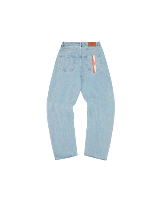 Corteiz Dual Stripe Baggy Jeans - "Stone Wash"