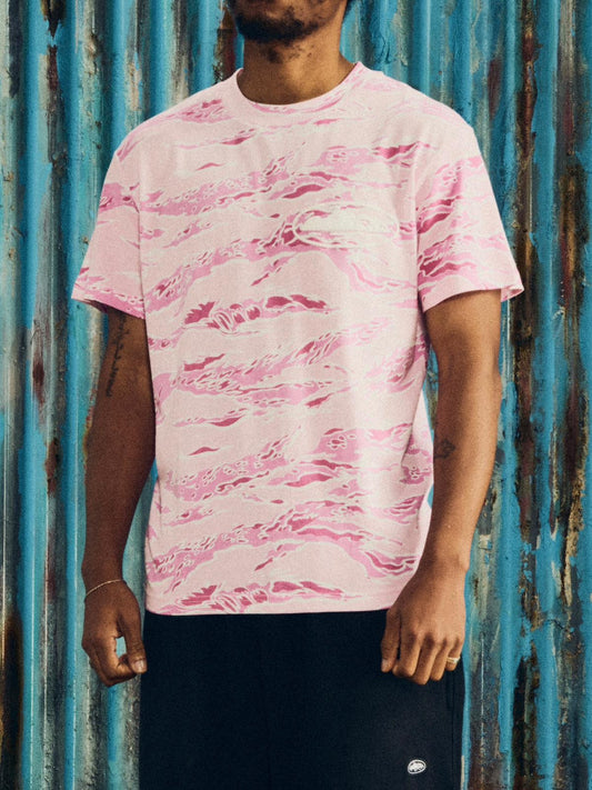 Corteiz Island Puff Print Tee - "Pink Tiger/Camo"