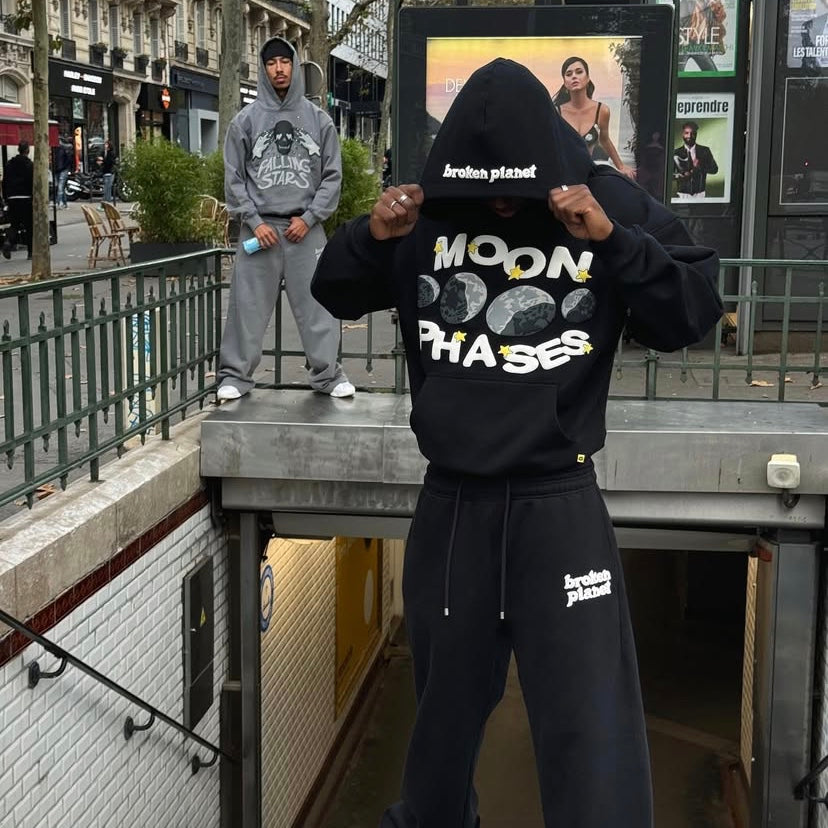 Broken Planet Moon Phases Hoodie - "Midnight Black"