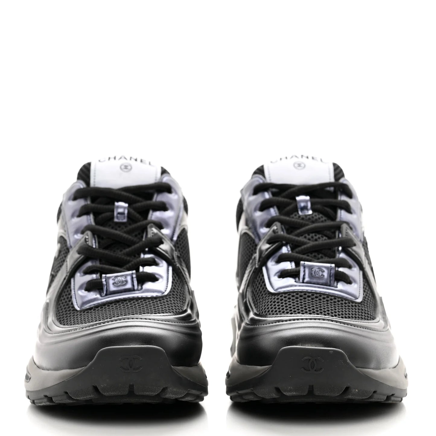 Chanel Calfskin CC Sneakers -"Dark Navy/Black"