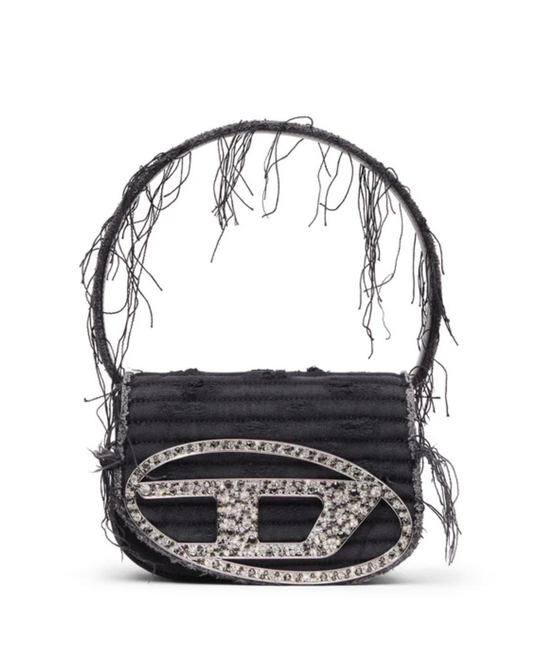 Diesel 1DR Canvas & Leather Shoulder Bag - "Black"