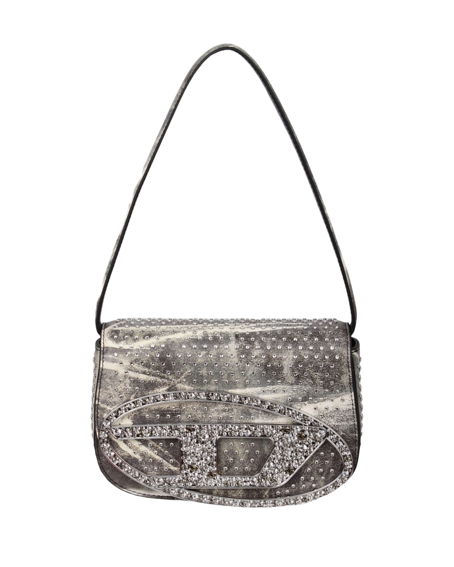 Diesel 1DR Crystal-embellished Shoulder Bag - "Overdyed Denim"