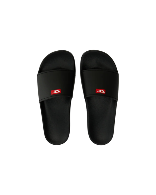 Diesel Sa Swim Rubber-Pool Slides - "Black/Red"