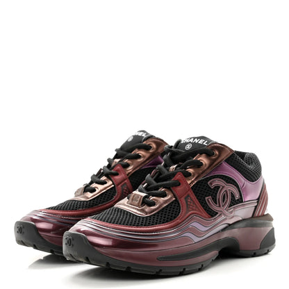 Chanel Calfskin CC Sneakers -"Dark Purple Burgundy"