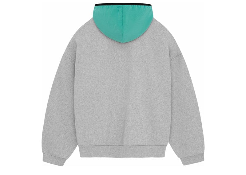 Fear of God Essentials Nylon Fleece Hoodie Light Heather Grey/Mint Leaf image 1