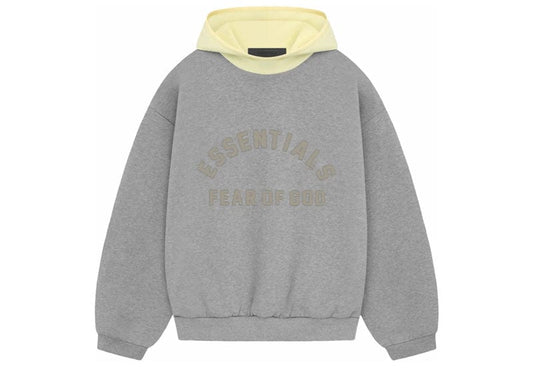 Fear of God Essentials Nylon Fleece Hoodie Dark Heather Oatmeal/Garden Yellow image 0