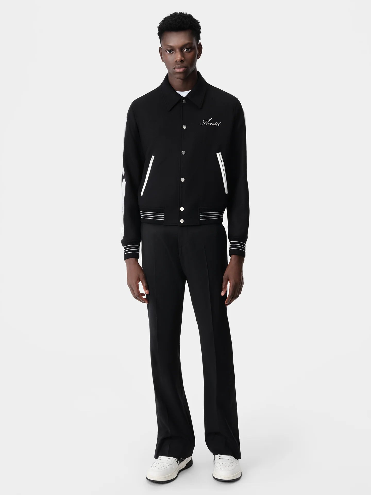 Amiri Bones Varsity Jacket - "Black/White"