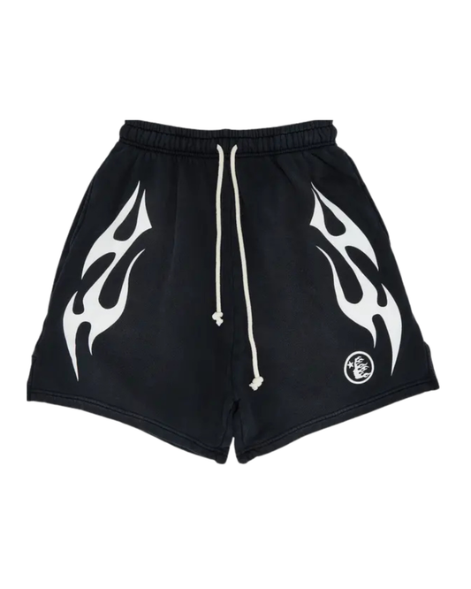 Hellstar Flame Shorts - "Black/White"