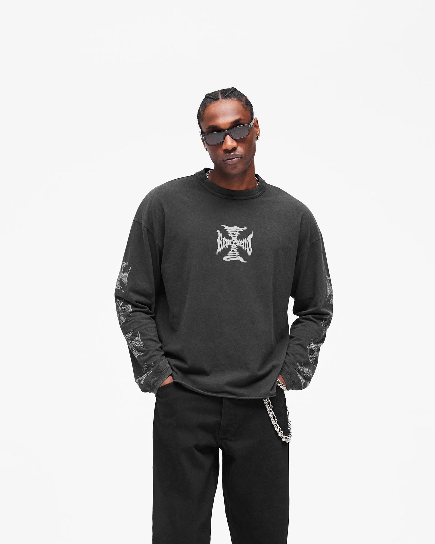 Represent MH Long Sleeve T-Shirt - "Faded Black"