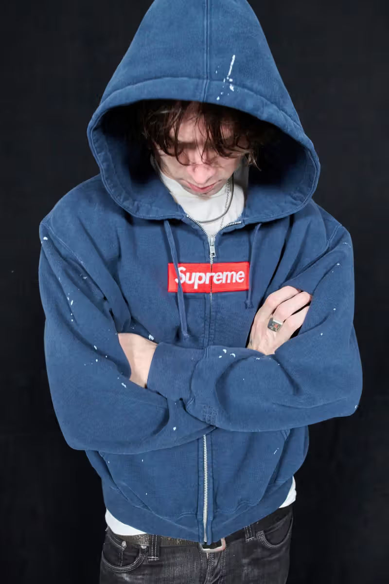 Supreme MM6 Maison Margiela Box Logo Zip Up Hoodie - "Navy"