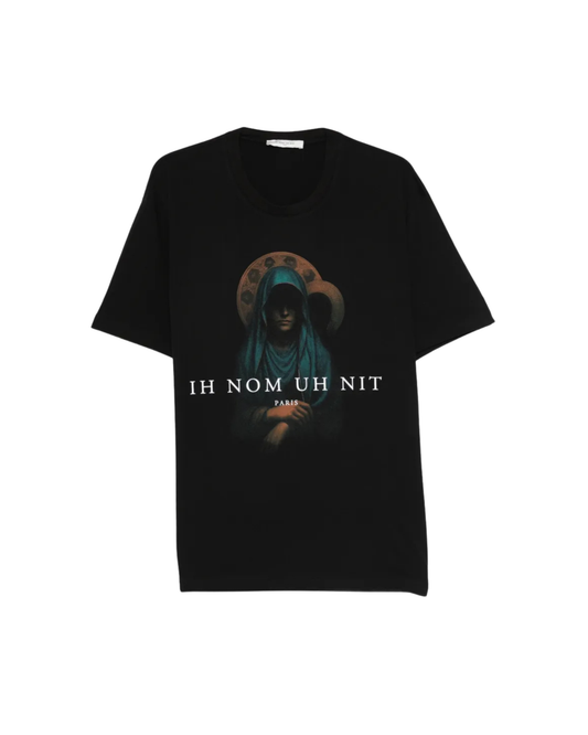 Ih Nom Uh Nit Holy Mary-Print T-shirt - "Black"
