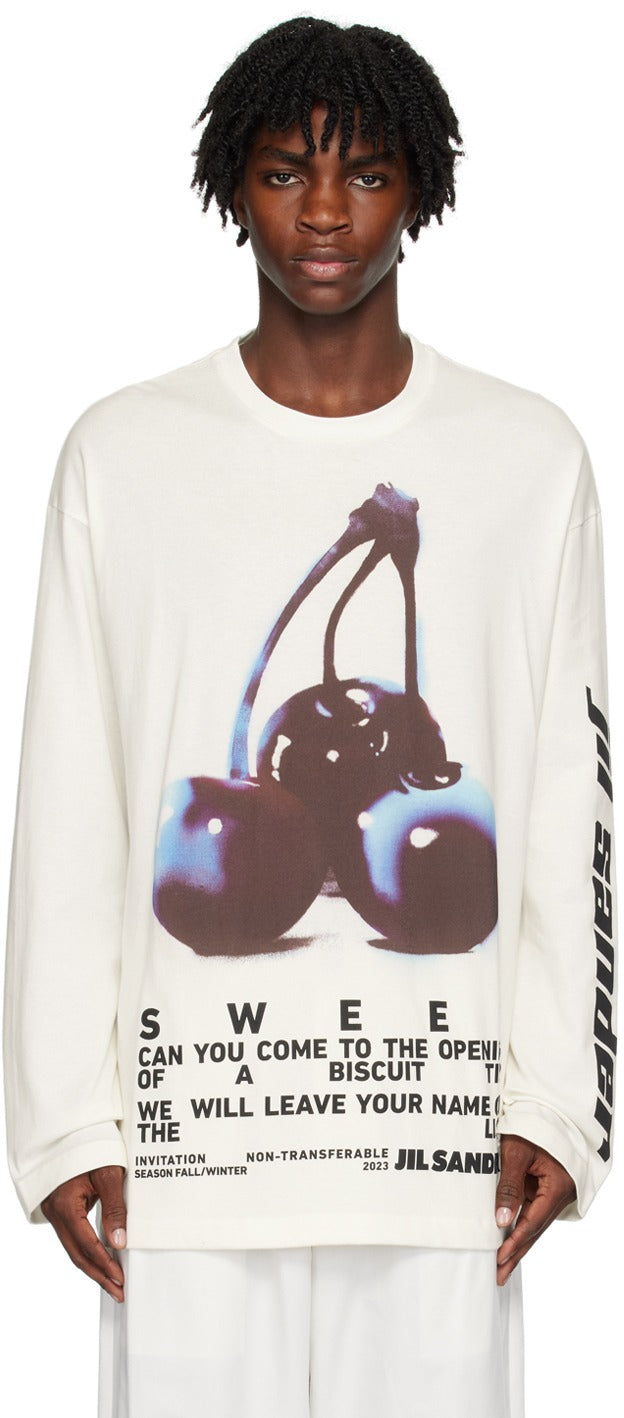 Jil Sander Cherry Print Long Sleeve T-Shirt