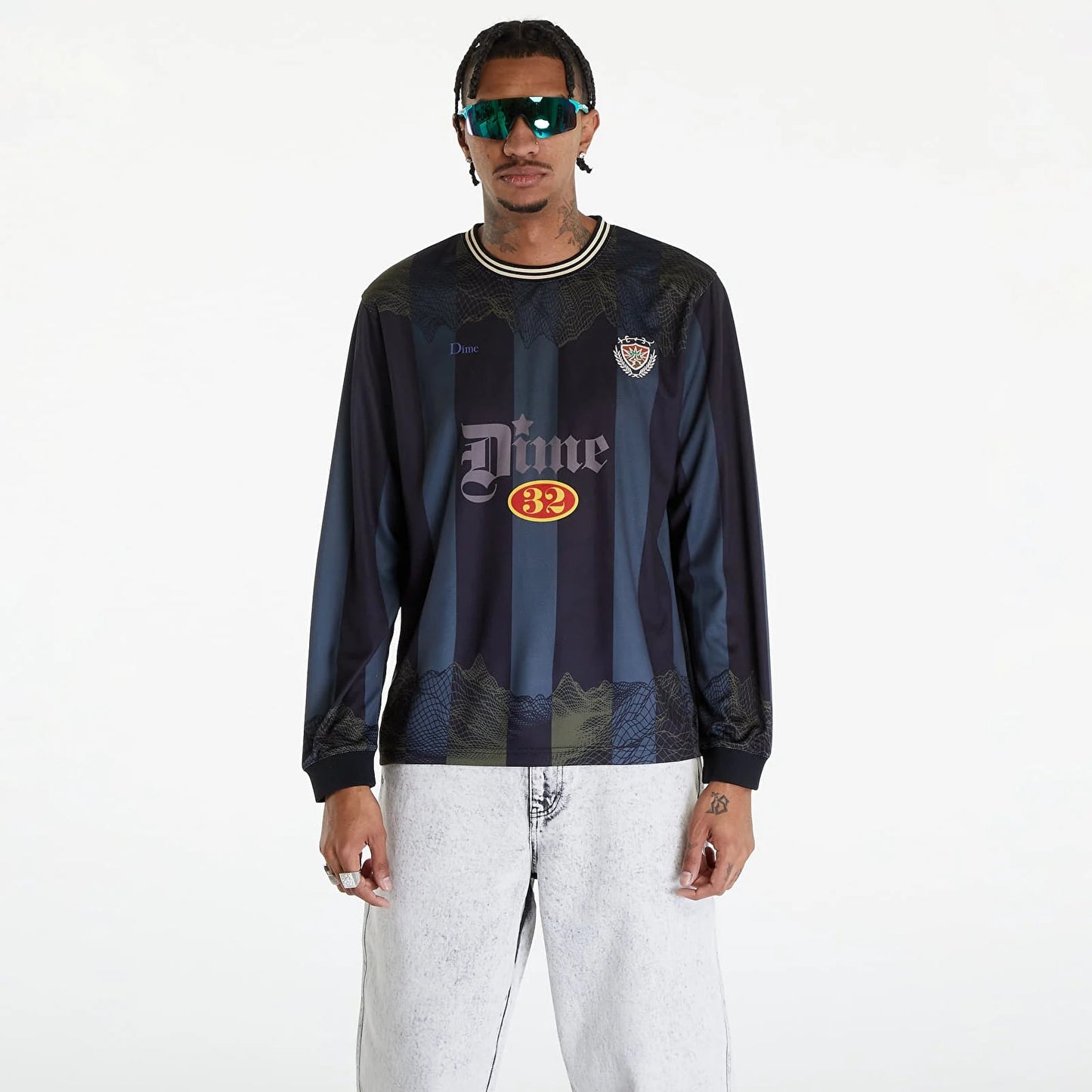 Dime Striker Striped Jersey T-Shirt - "Black"