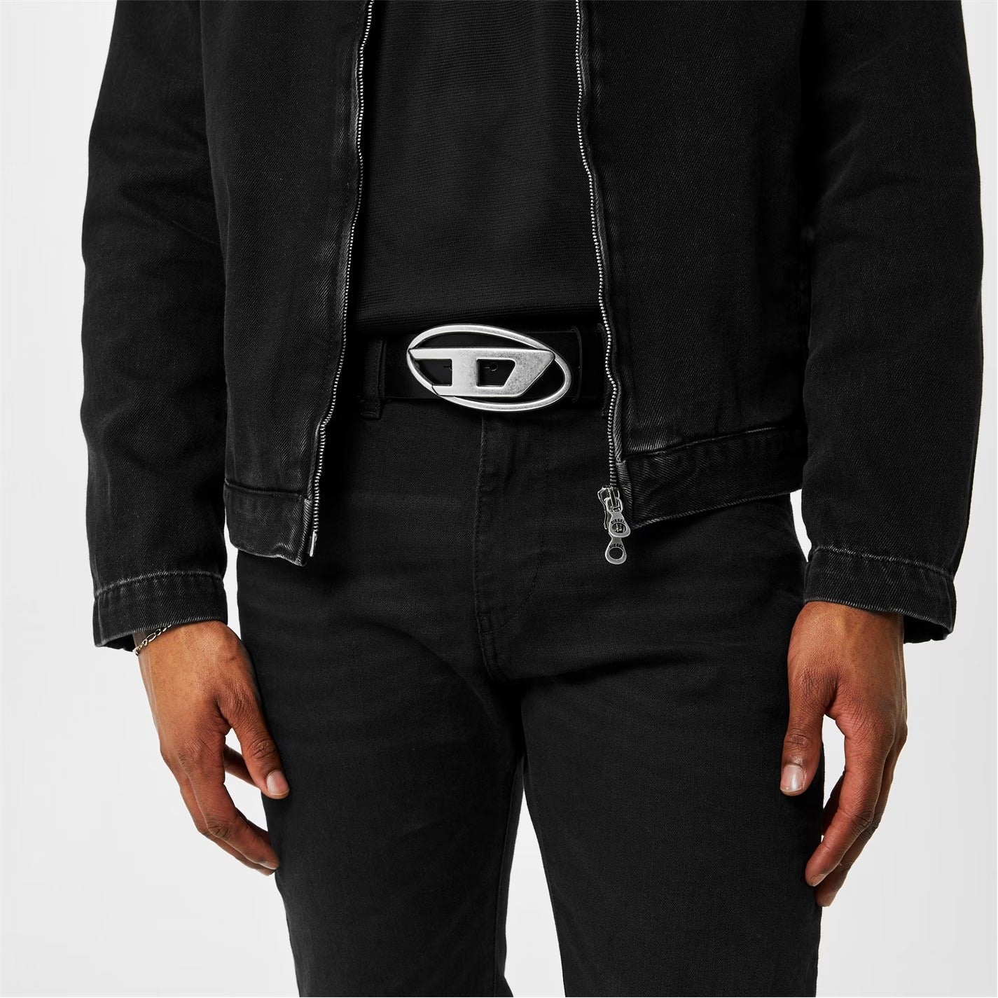 Diesel 1DR Logo Leather Belt - "Black"