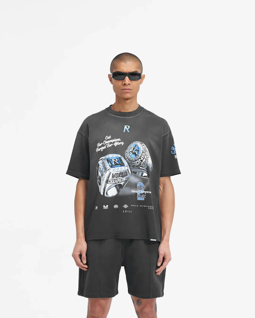 Represent x Feature Champion Rings T-Shirt - "Stained Black"