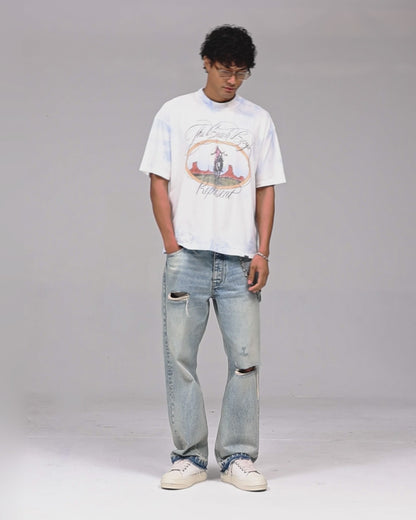 Represent x Beach Boys Script T-Shirt - "Blue Tie Dye"