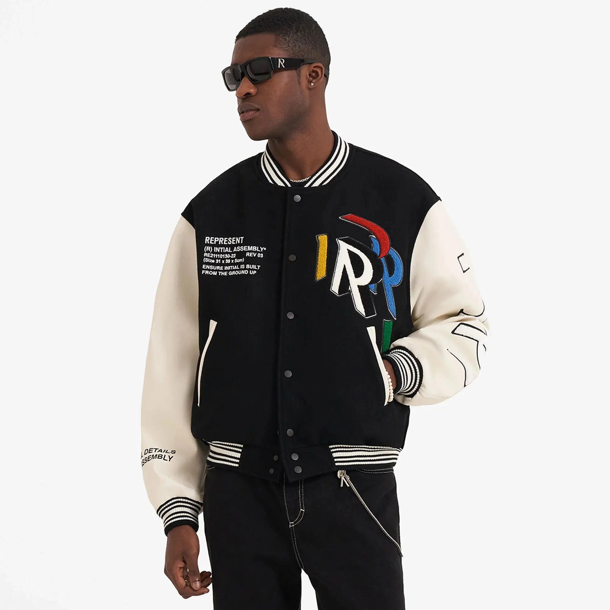 Represent Initial Varsity Jacket - "Black"