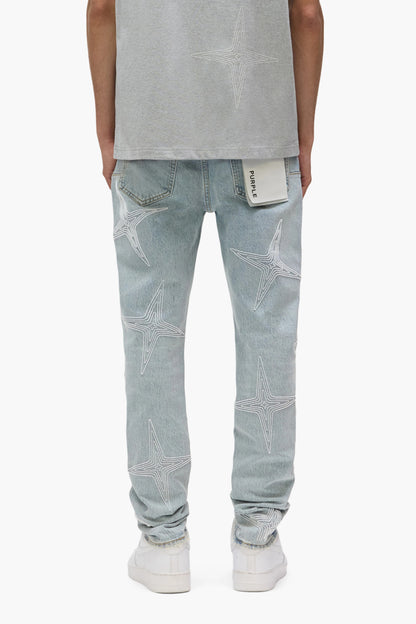 Purple P001 Tuft Stars Denim Jeans - "Light Indigo"