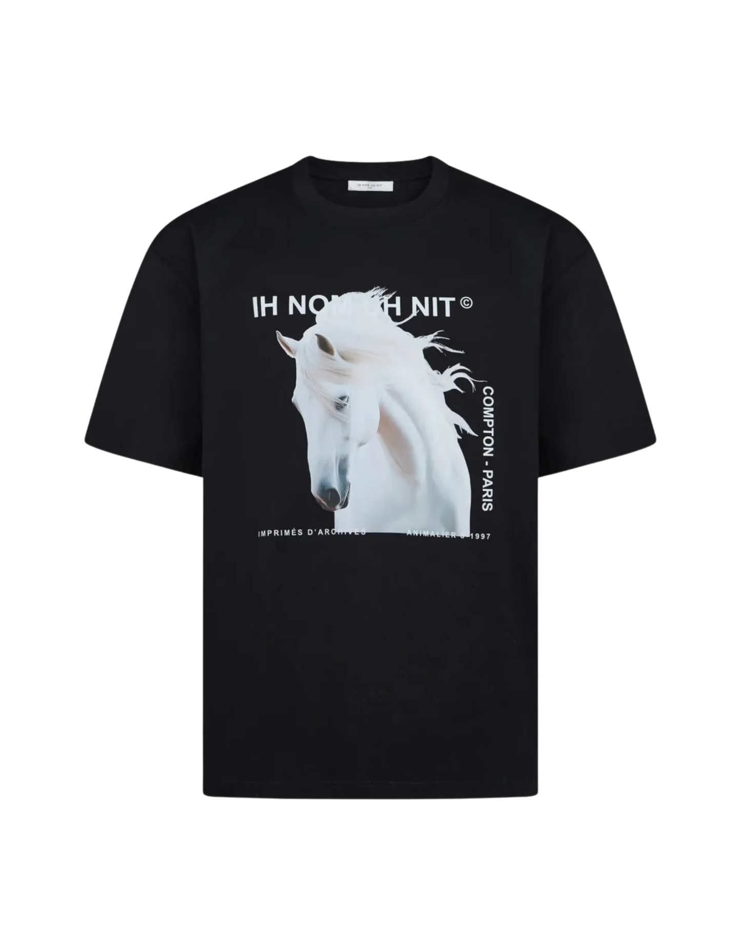 Ih Nom Uh Nit Horse Print T-shirt - "Black"