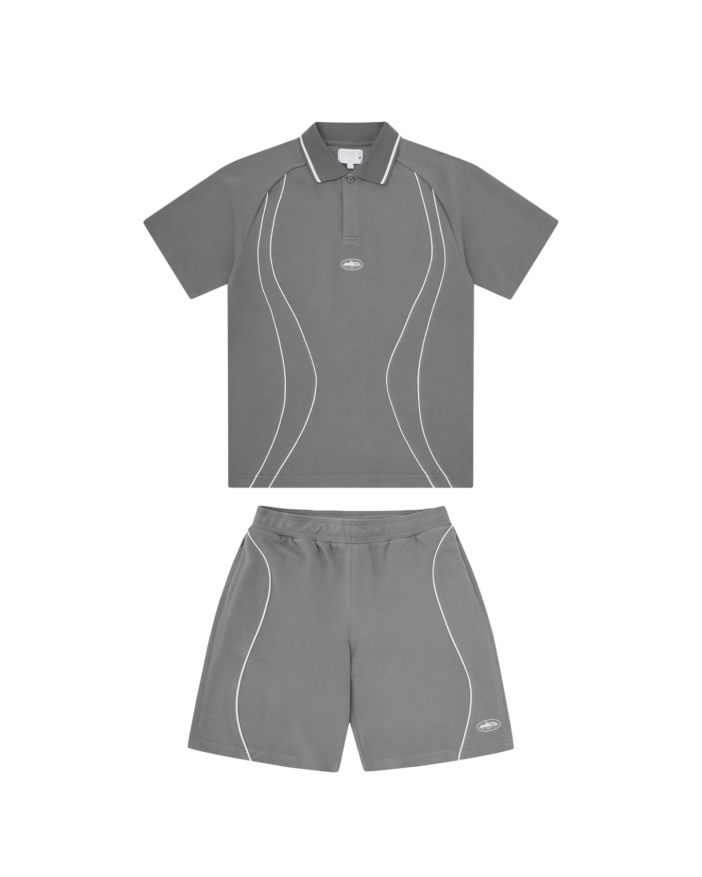 Corteiz Island Pique Polo Set - "Grey"