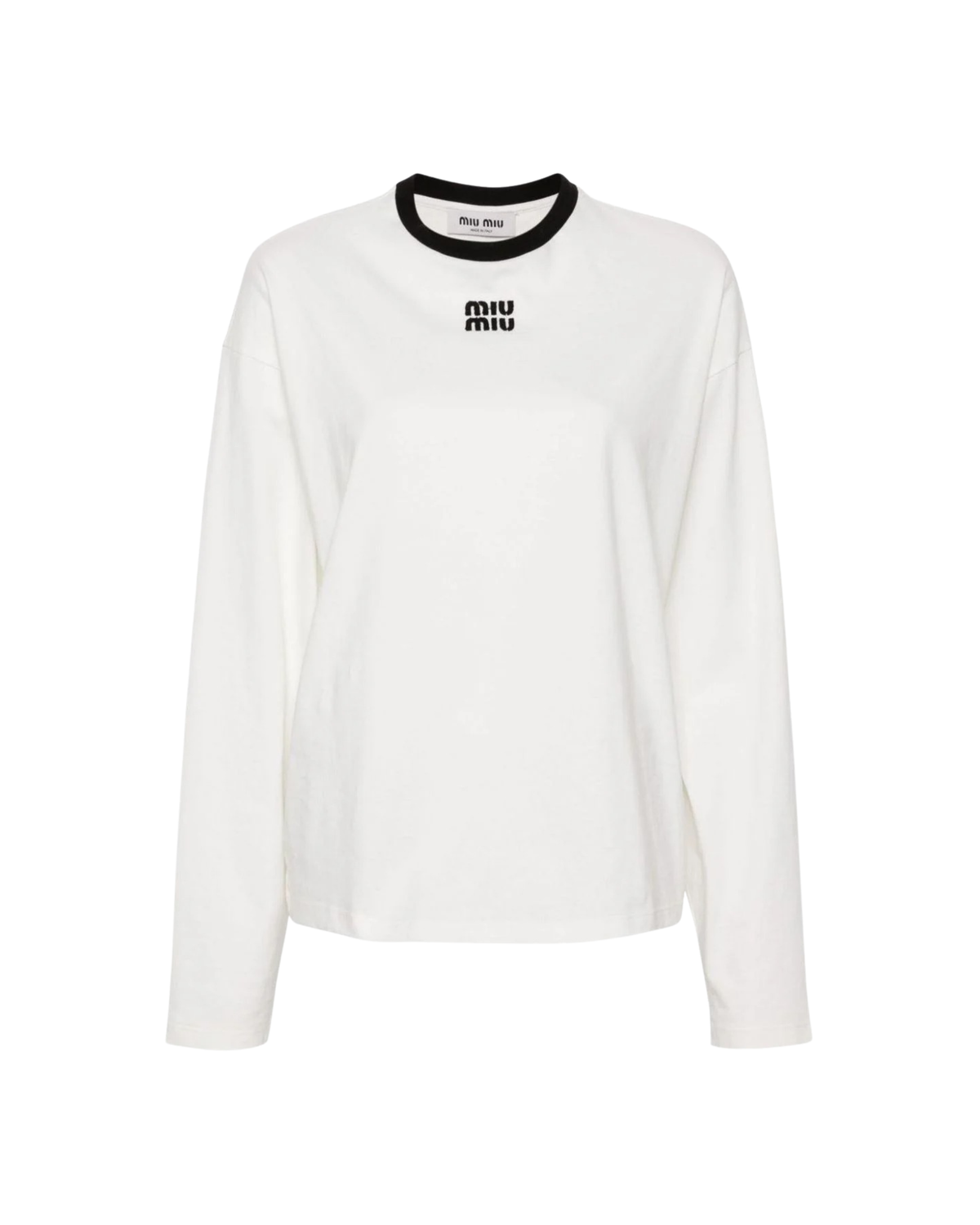 Miu Miu Womens Logo Longsleeve - "White"