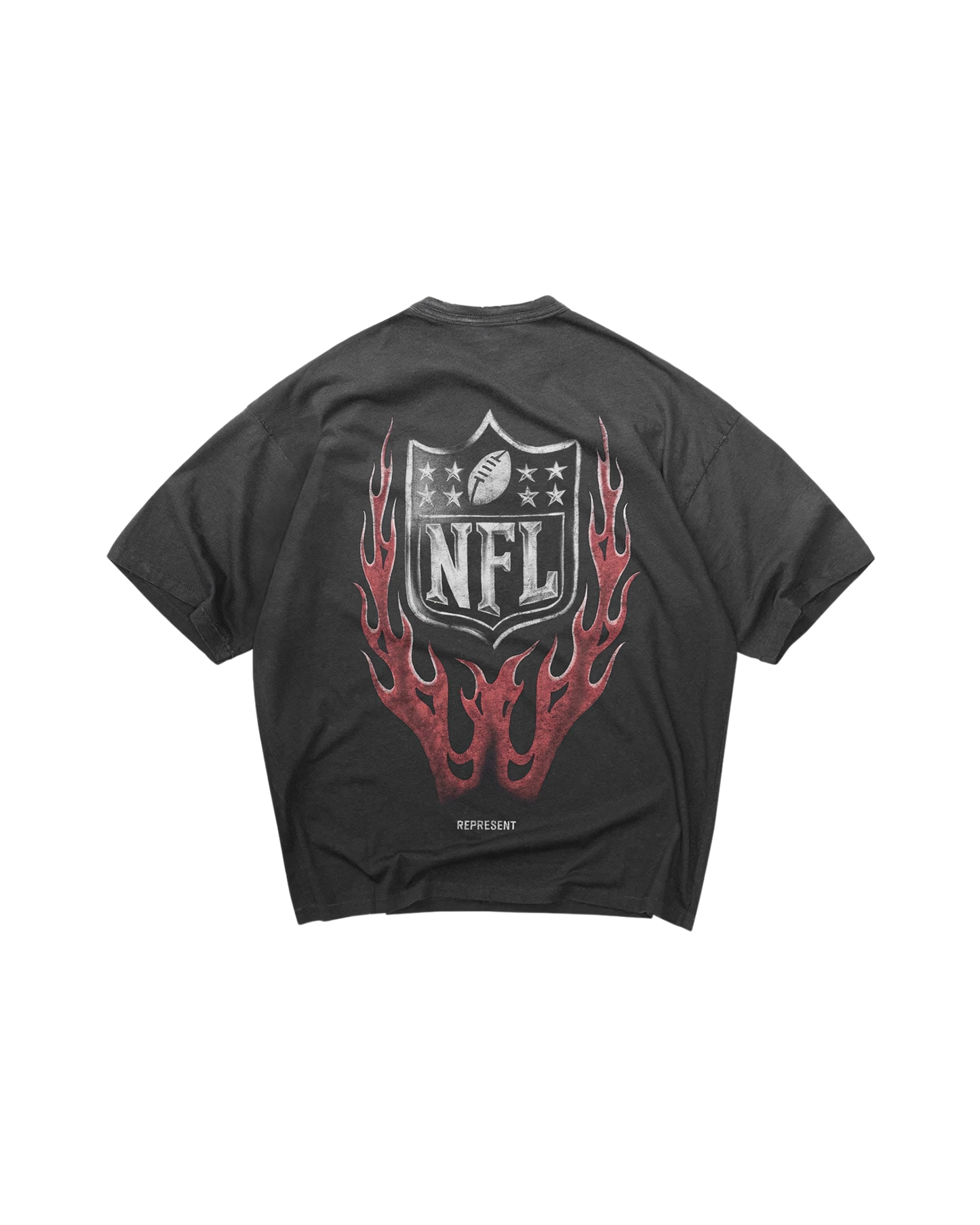 Represent x NFL Shield T-Shirt - "Stained Black"