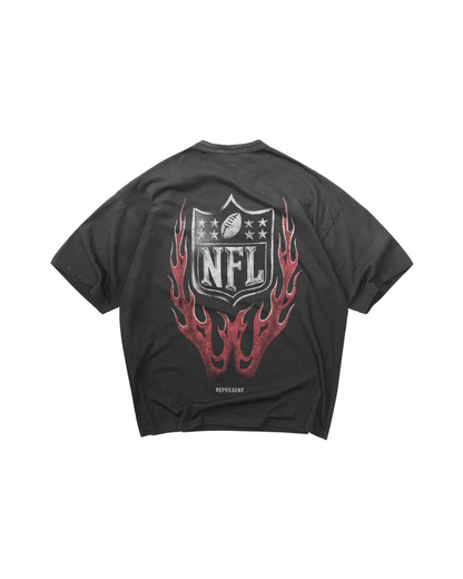 Represent x NFL Shield T-Shirt - "Stained Black"